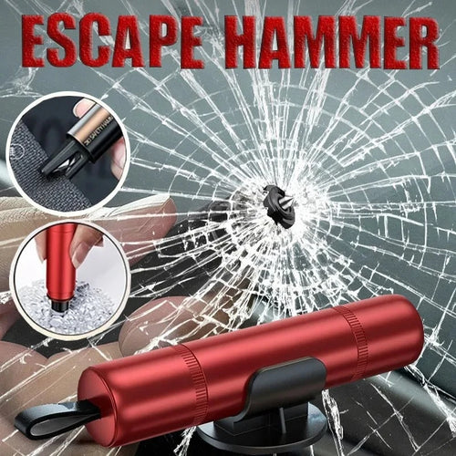 2-in-1 Car Safety Hammer & Seatbelt Cutter – Emergency Window Breaker Escape Tool