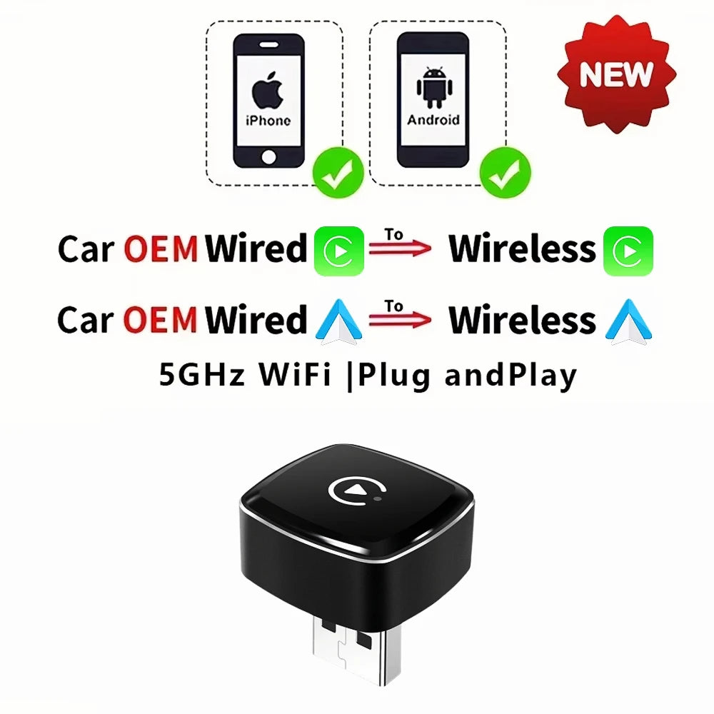 2-in-1 Wireless CarPlay & Android Auto Adapter Dongle
