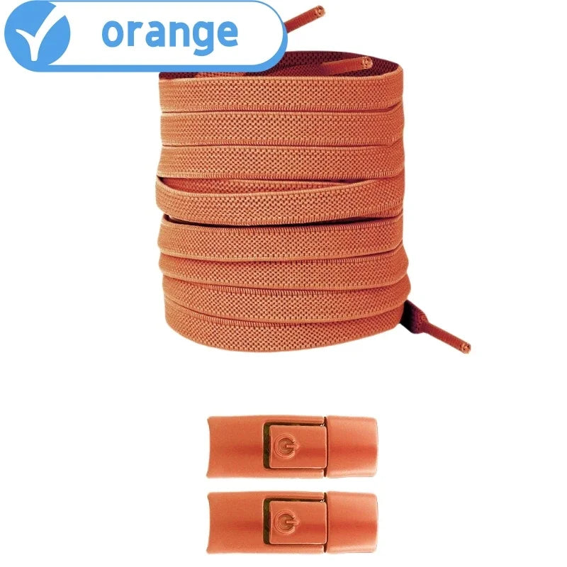 Widened Flat No-Tie Elastic Shoelaces with Press Lock
