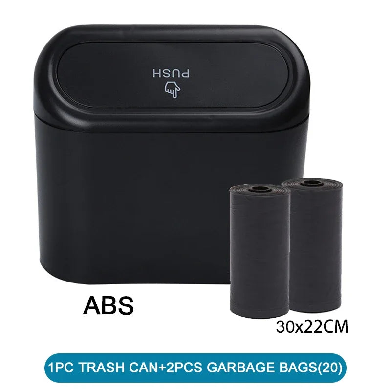 Leak-Proof Mini Car Trash Can with Lid & Refill Bags