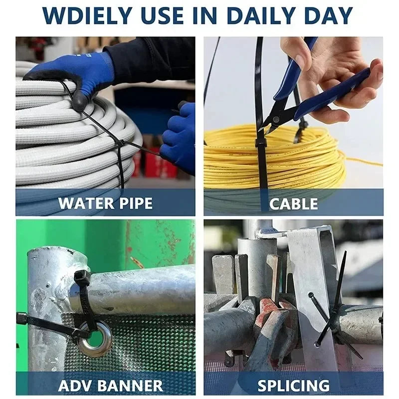 Heavy-Duty Self-Locking Nylon Cable Ties Set