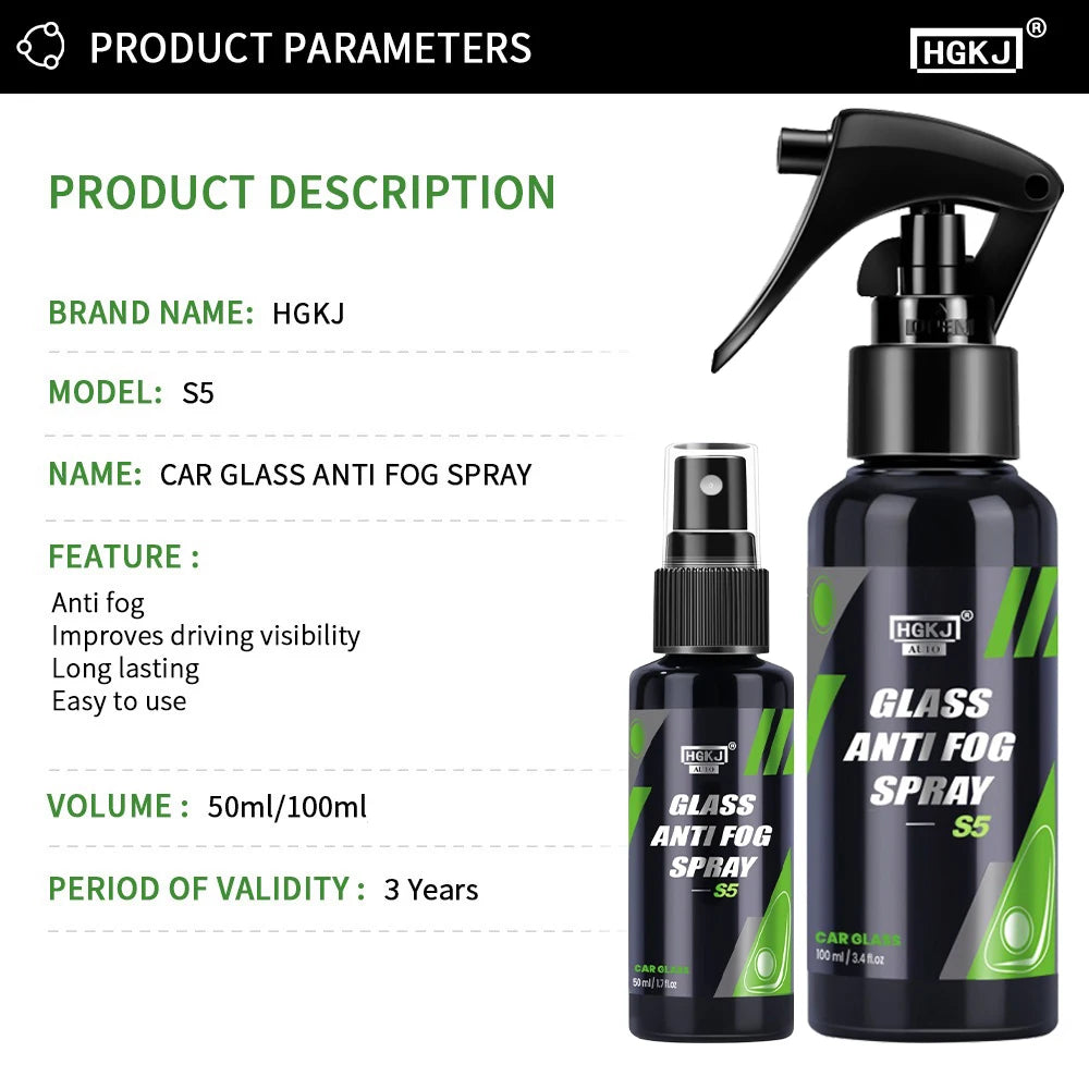 Car Anti-Fog Glass Coating Spray – Windscreen Fog & Rain Repellent