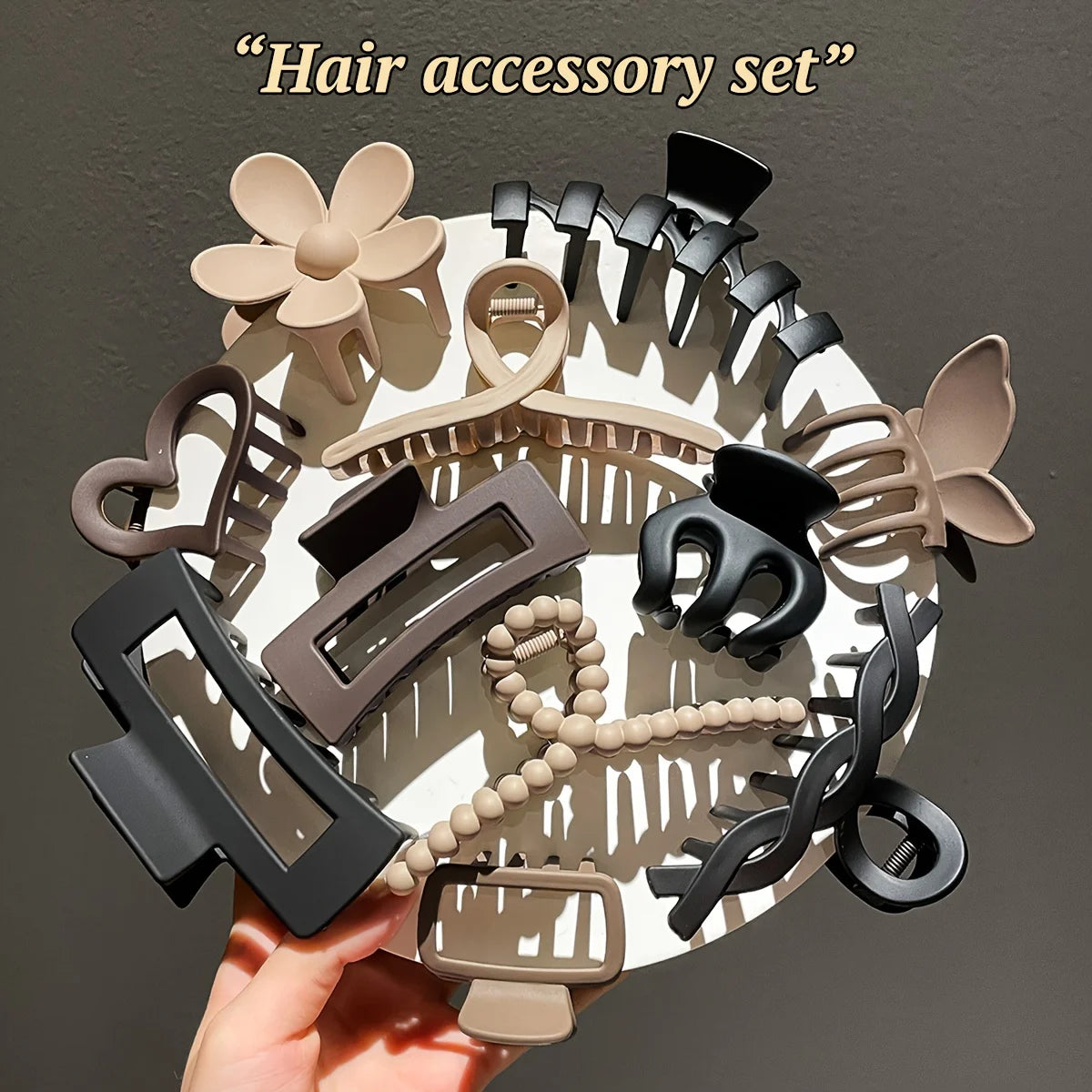 11 pcs Women's High-end Frosted Clip Set Women's Back Head Hair Shark Clip Headwear
