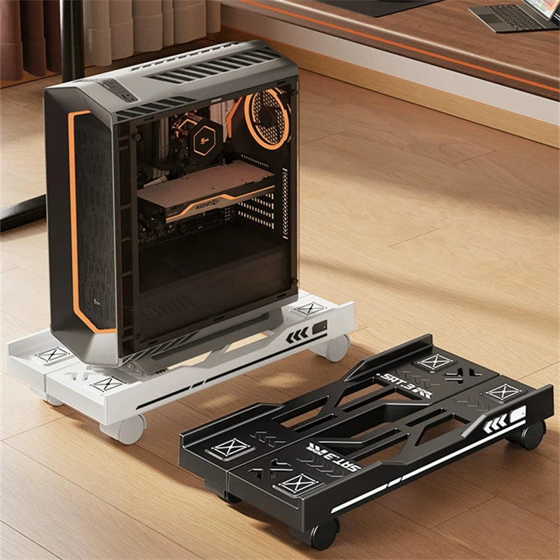 CPU Stand Adjustable Bracket PC Holder Cart Mobile Computer Tower Stand with Rolling Caster Wheels Adjustable Desktop Stand