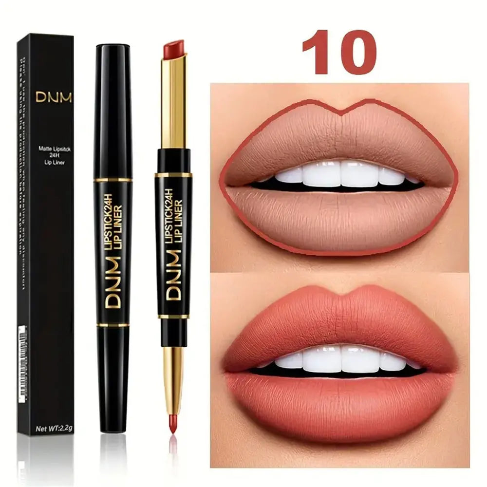Double-Ended Long-Lasting Lipstick & Lip Liner – Waterproof, High Pigment