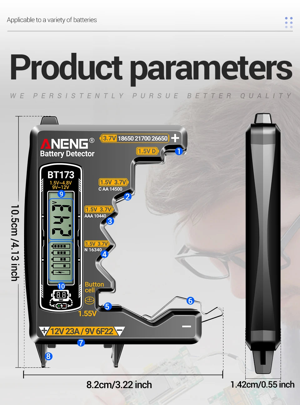 ANENG BT173 Universal Digital Battery Tester