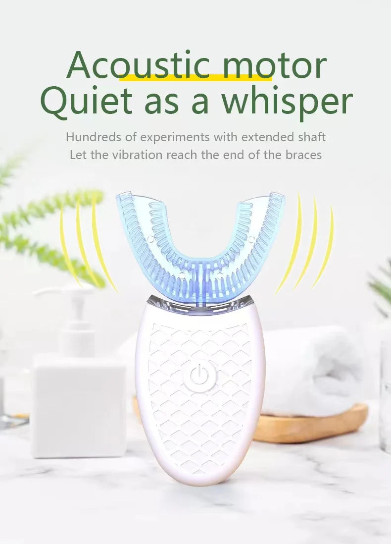 Sonic Automatic Electric Toothbrush For AdultUShaped 360 Degree Toothbrush USB RechargeableTeeth Cleaning & Whitening Brush