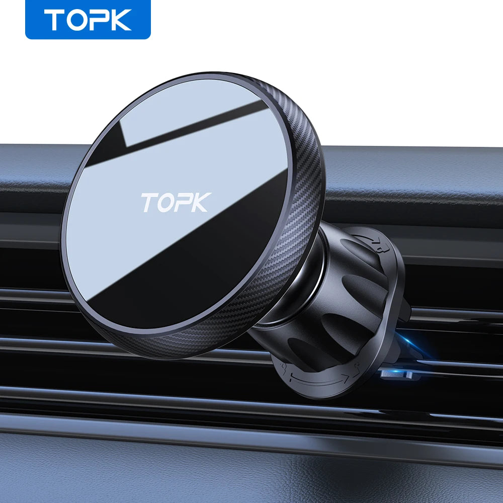 Magsafe Car Phone Holder,Powerful Magnetism Premium Quality Single-Hand Operation Metal Hook Magnetic Car Phone Mount