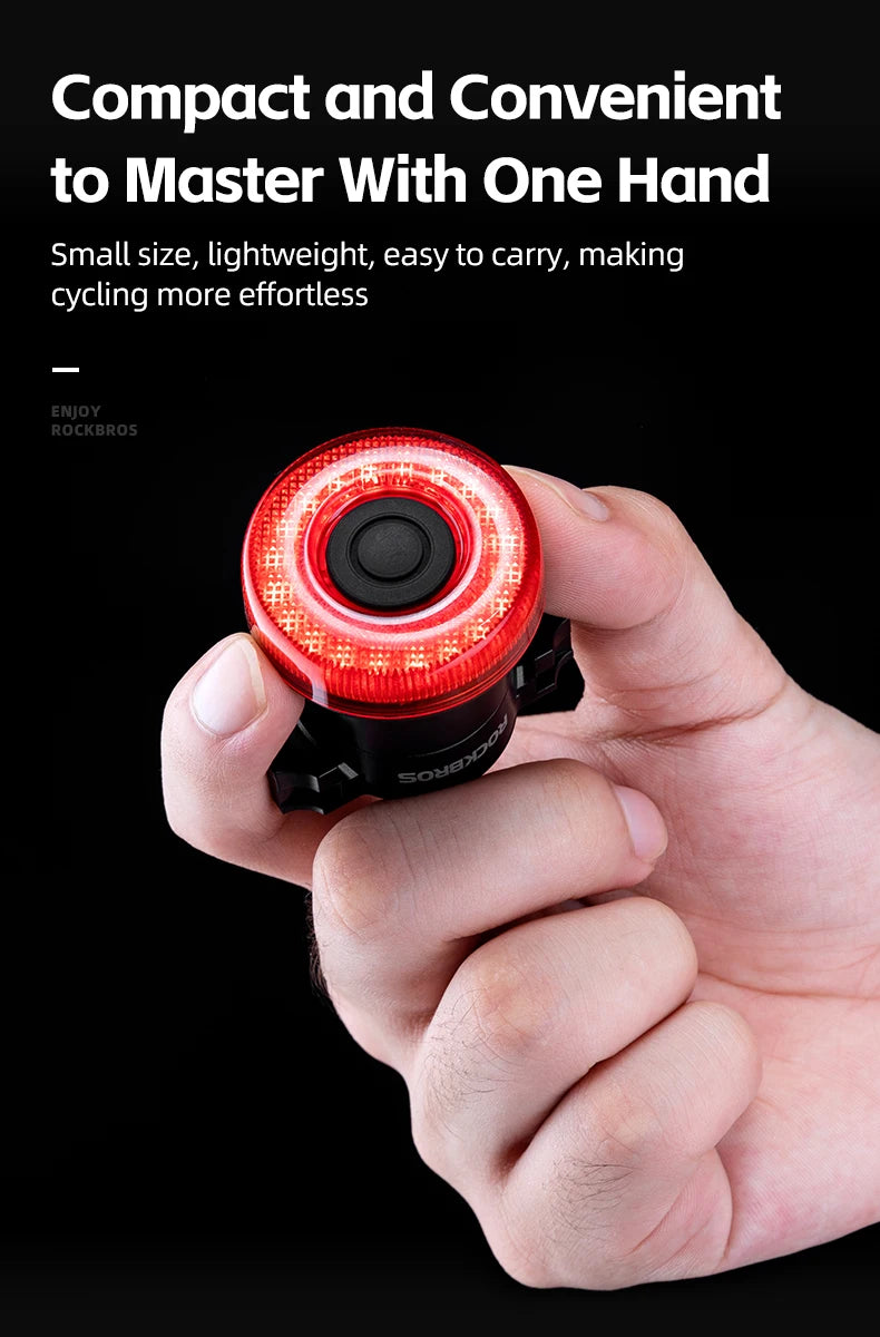 Smart Bike Tail Light Bicycle Rear Lights IPX6 Waterproof Bike Lights for Night Riding with Type C Rechargeable