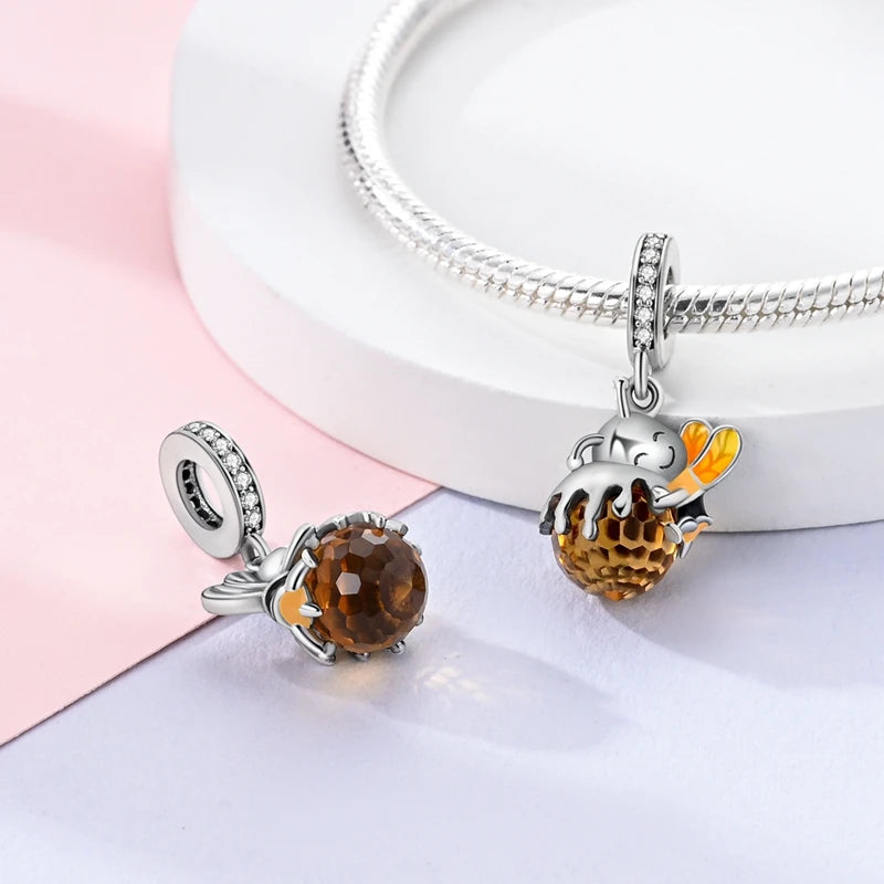 Original 925 Sterling Silver Charm Beads Glowing Luminous Firefly Butterfly Pendant for Bracelet Charm Jewelry