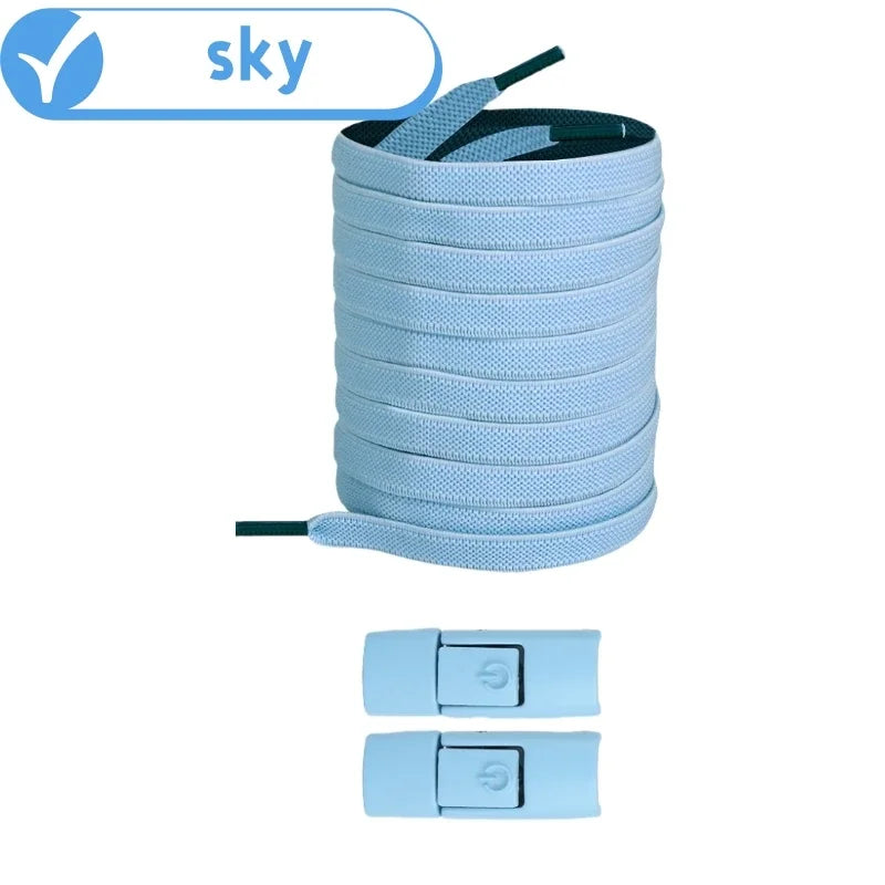 Widened Flat No-Tie Elastic Shoelaces with Press Lock