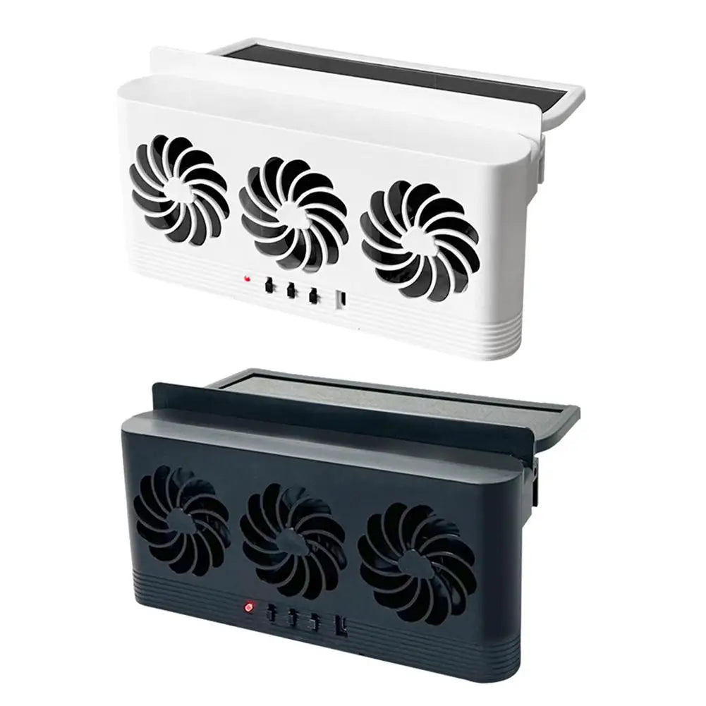 Upgrade Solar Powered Fan Car Cooler Front/Rear USB Charging Window Radiator Exhaust Fan Auto Air Vent Fan Ventilation Radiator