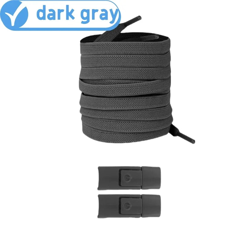 Widened Flat No-Tie Elastic Shoelaces with Press Lock