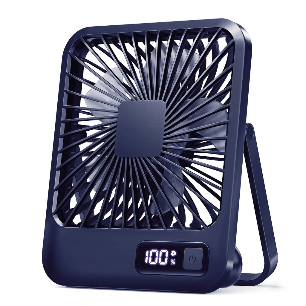 180 Tilt USB Car Backseat Cooling Fan – Foldable Travel Fan with Power Display