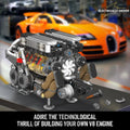 W16 Engine Model Building Kit (952 Pcs) | 16-Cylinder STEM Toy