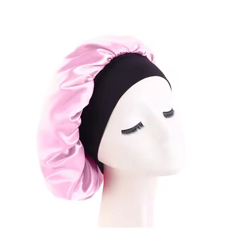 Wide-Brimmed Satin Sleep Bonnet – Hair Care Night Cap
