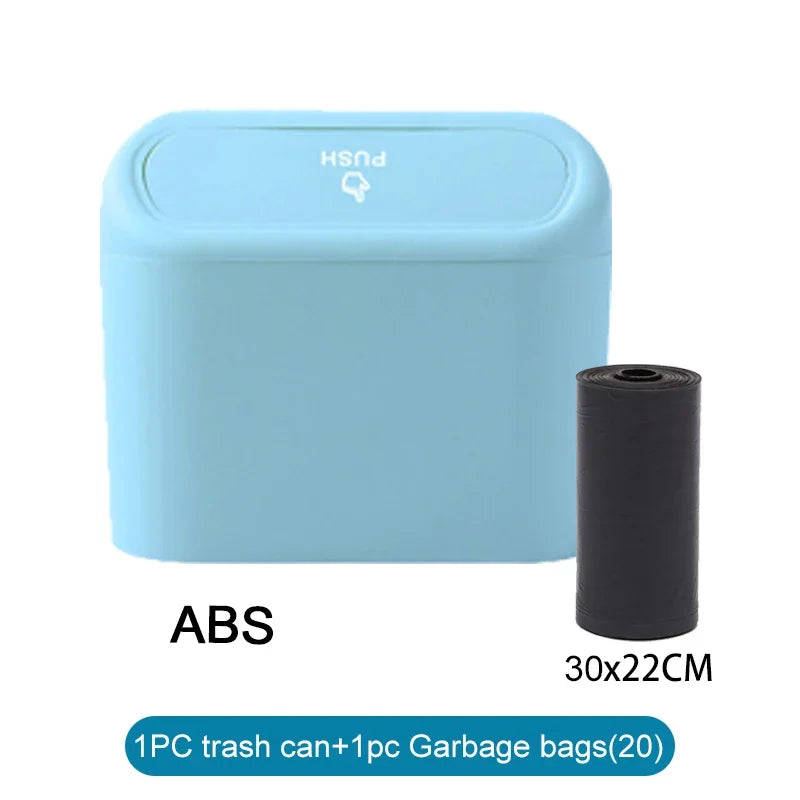 Leak-Proof Mini Car Trash Can with Lid & Refill Bags
