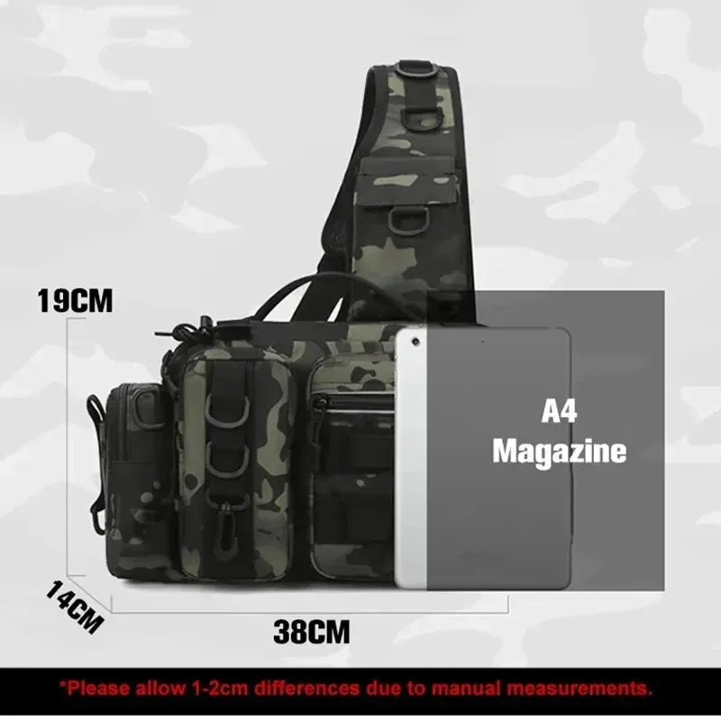 Large Capacity Fishing Gear Bag With bait box One Shoulder / Waist Bag / Crossbody Three-in-One Fishing Rod Storage Bag