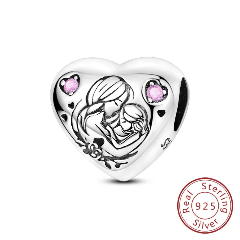 925 Sterling Silve Charms Beads Forever Love Heart Sister Family Life Charms Dangle For Bracelet Woman Jewelry Gifts
