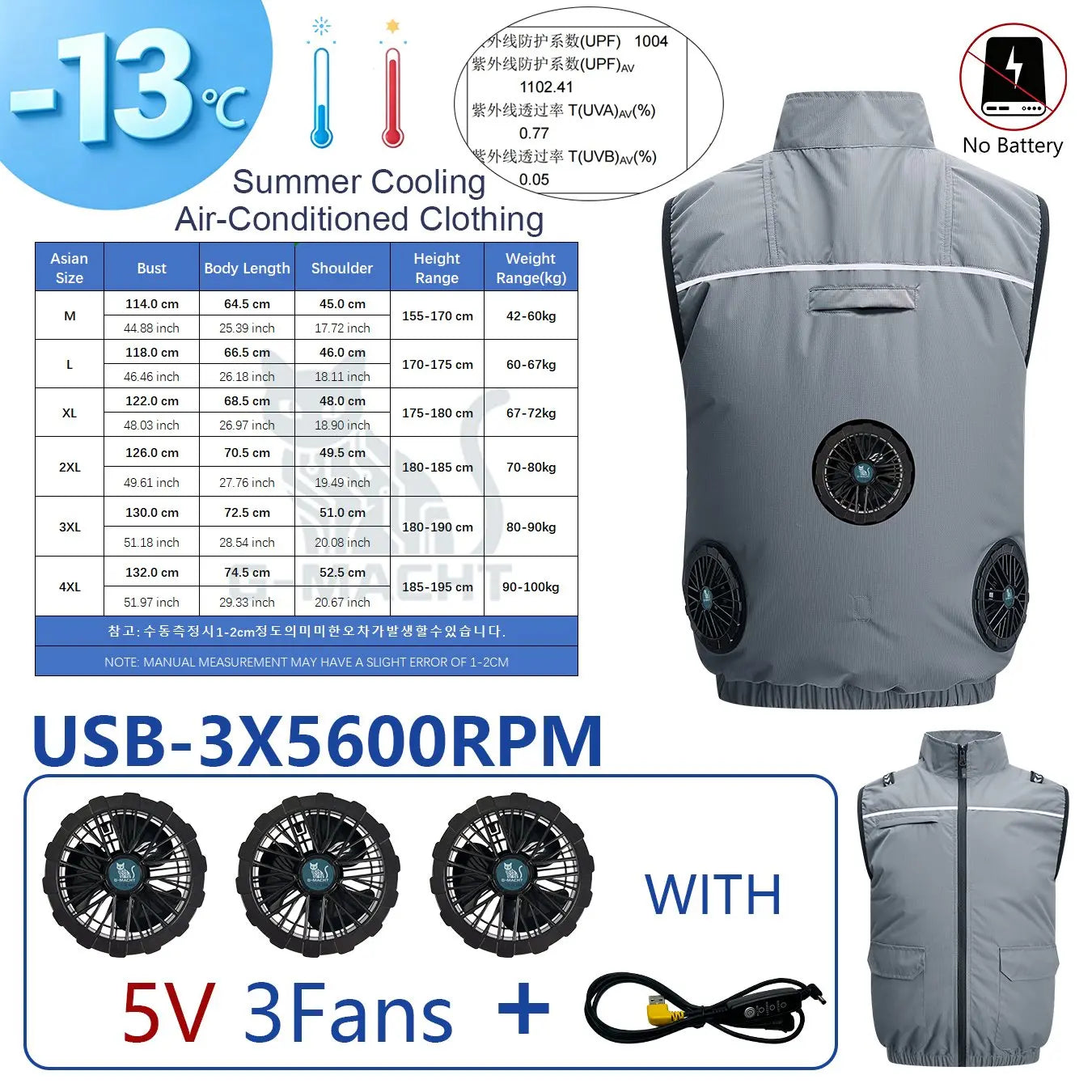 4-Fan USB Cooling Vest – Breathable Summer Workwear for Men & Women
