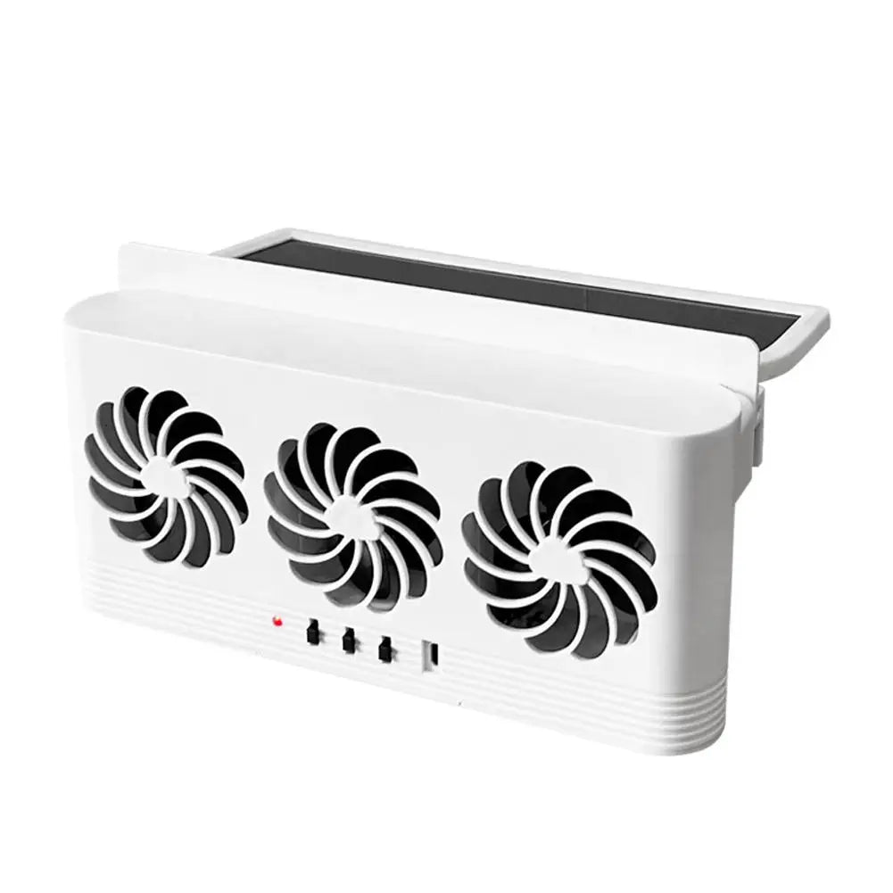 Upgrade Solar Powered Fan Car Cooler Front/Rear USB Charging Window Radiator Exhaust Fan Auto Air Vent Fan Ventilation Radiator