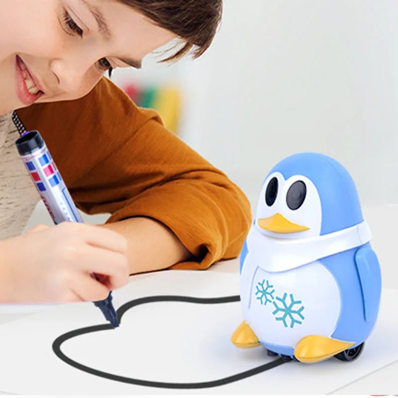 Draw Lines Follow Robot Toy Creative Inductive Electric Car Follow Any Line You Draw Robot Penguin Toy Educational Toy Kid Gifts