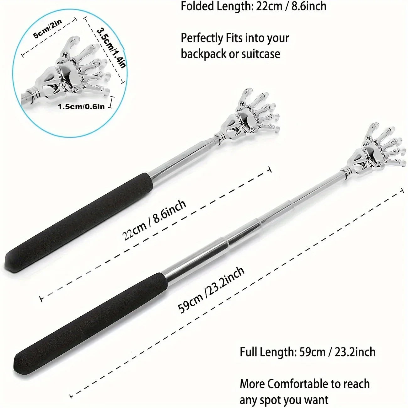 Adjustable Stainless Steel Retractable Back Scratcher