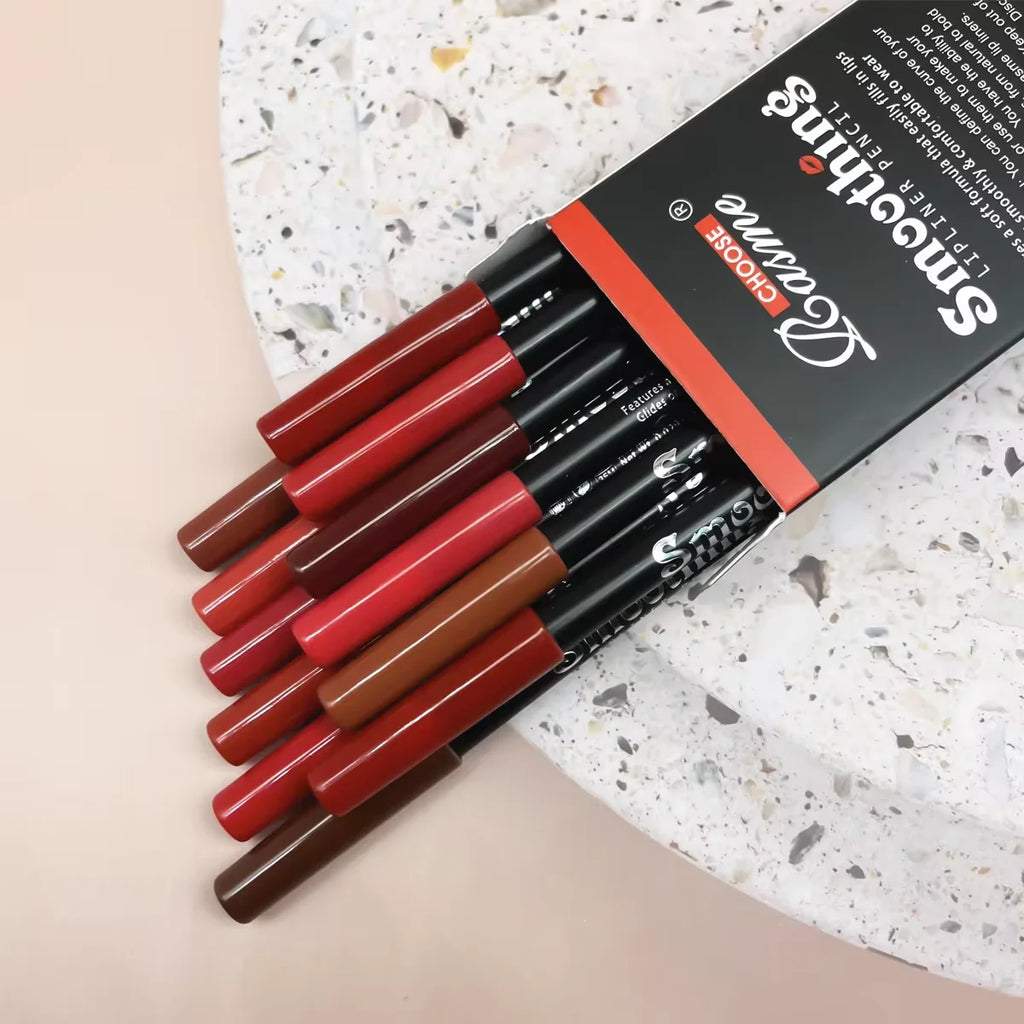 12 pcs Long-Lasting Lipstick Set with Professional Lip Liner Pencil and Matte Lip Gloss for Women