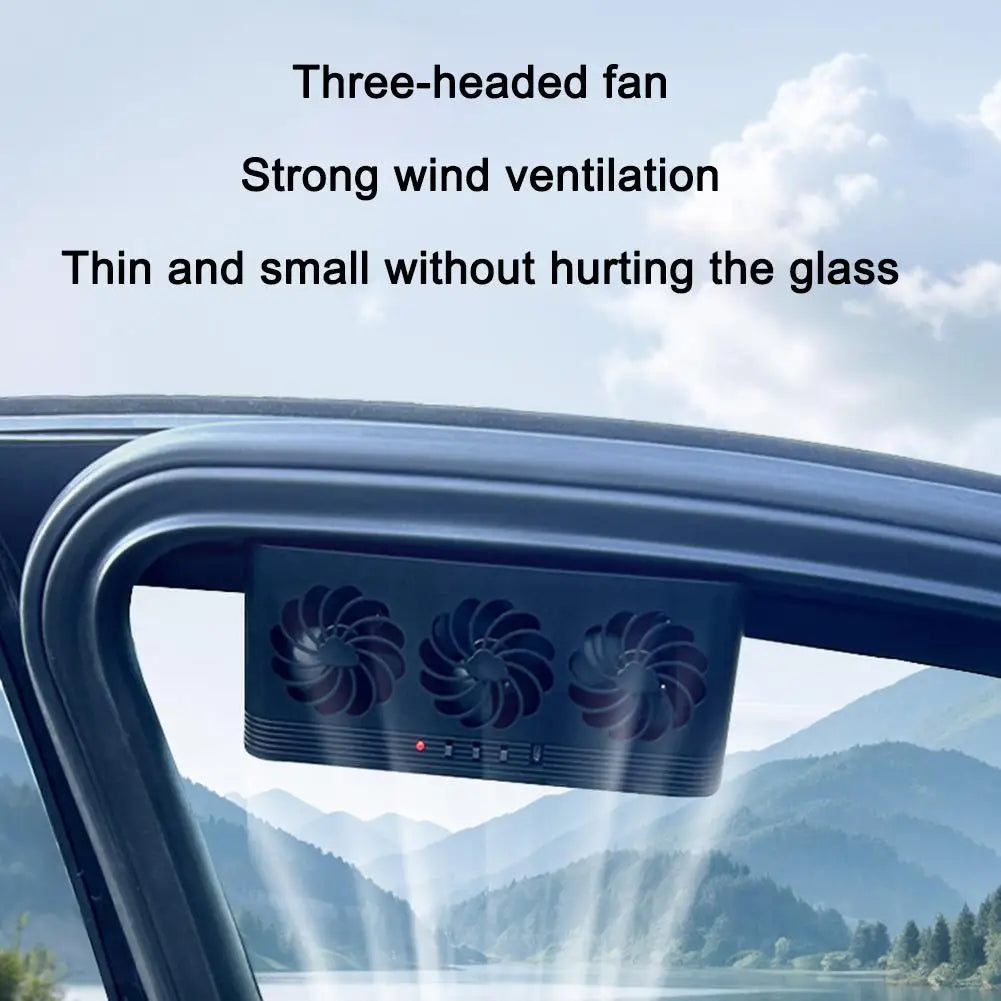 Upgrade Solar Powered Fan Car Cooler Front/Rear USB Charging Window Radiator Exhaust Fan Auto Air Vent Fan Ventilation Radiator