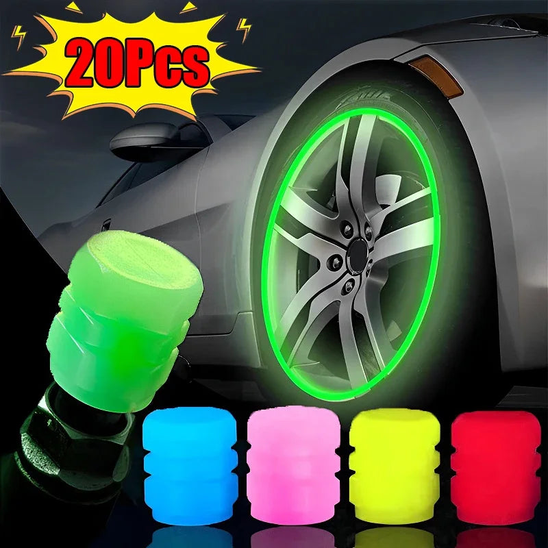 Fluorescent Night-Glowing Car & Bike Tire Valve Caps