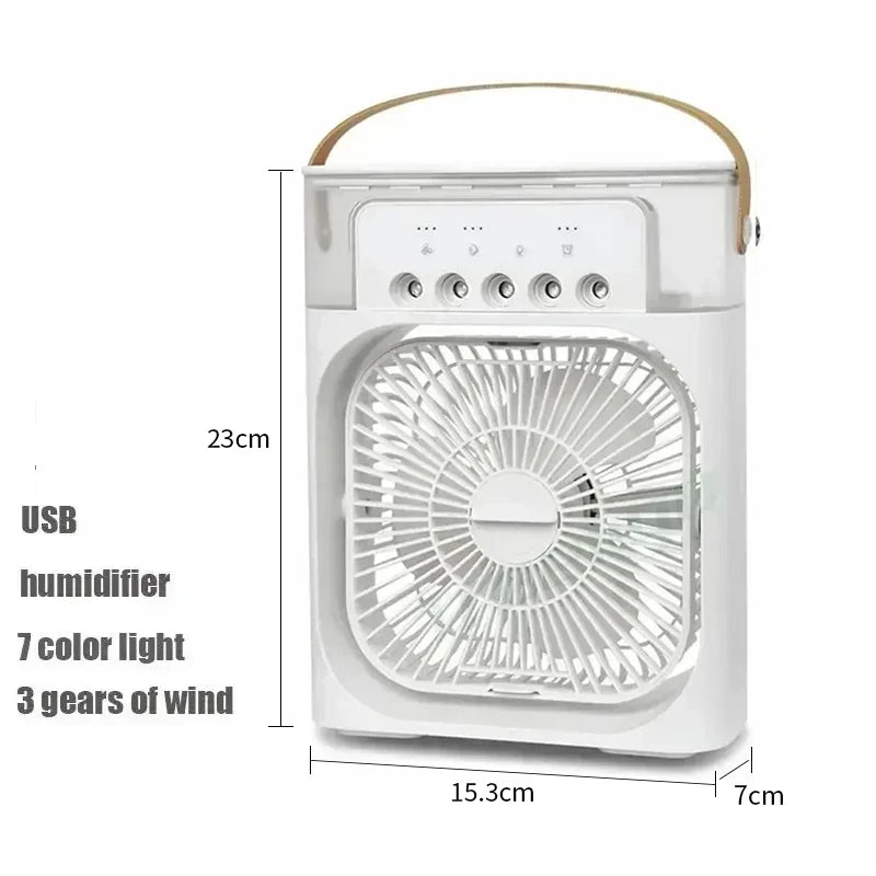 3-in-1 Tower Air Cooler Fan with Humidifier & 7-Color LED Night Light – USB Powered, 600ml, Ultra Quiet