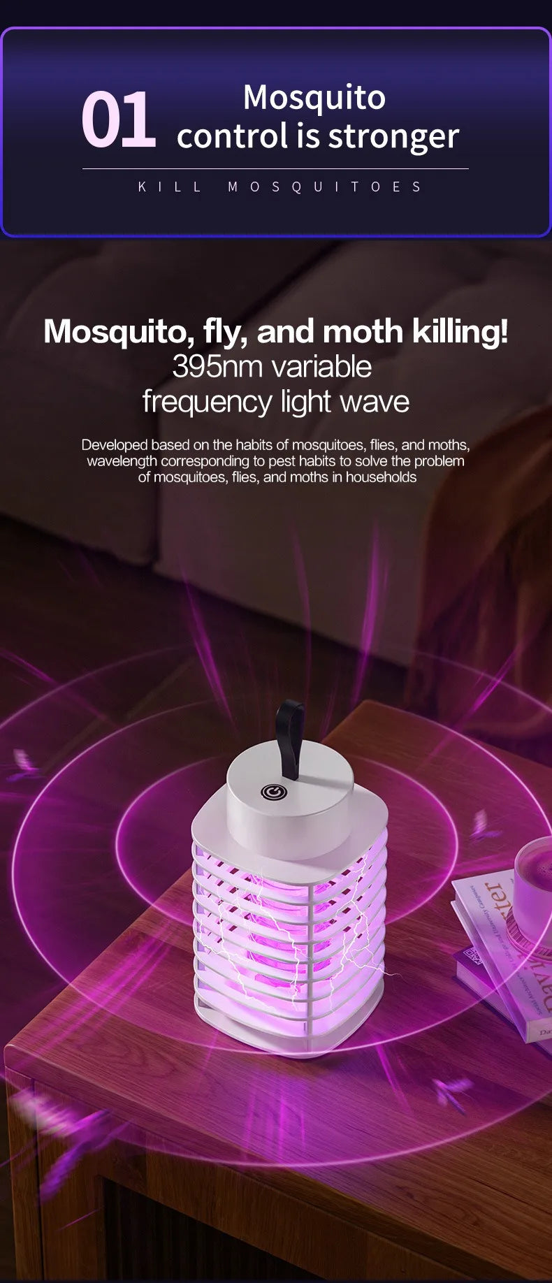 Mute Mosquito Killing Lamp Anti-Mosquito Lamp Portable Electronic Mosquito Killer Mosquito Terminator Mosquito Repellent Lamp