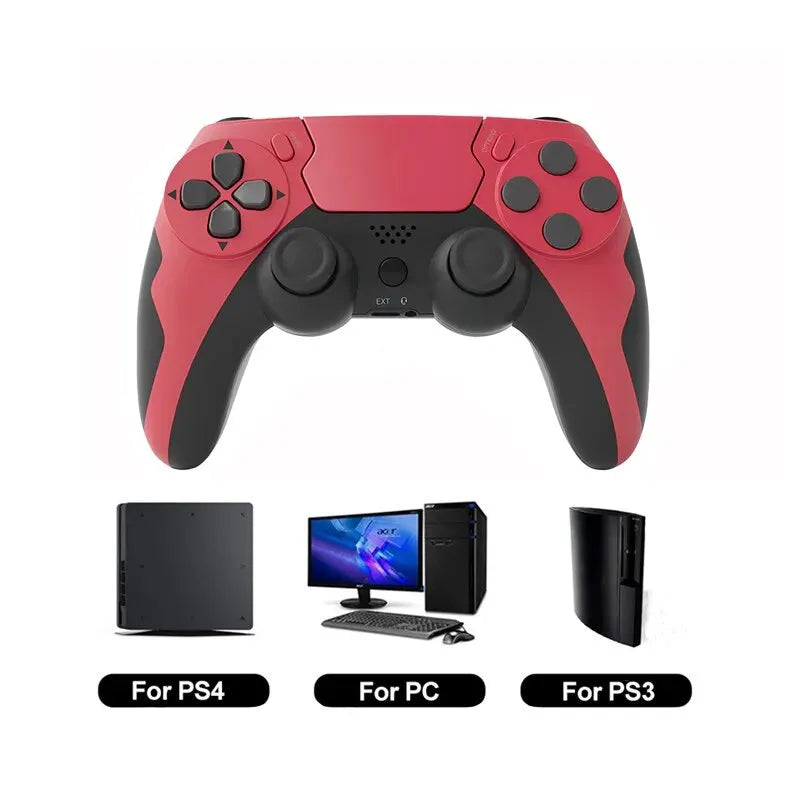 وحدة تحكم ألعاب لاسلكية P48 مع جيروسكوب سداسي المحاور لوحدة تحكم PS4 PS3 وويندوز 7 و 8 و 10، مع اهتزاز مزدوج وعصا تحكم للكمبيوتر الشخصي