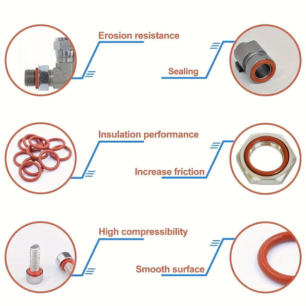 351-Piece Universal Silicone O-Ring Assortment Kit