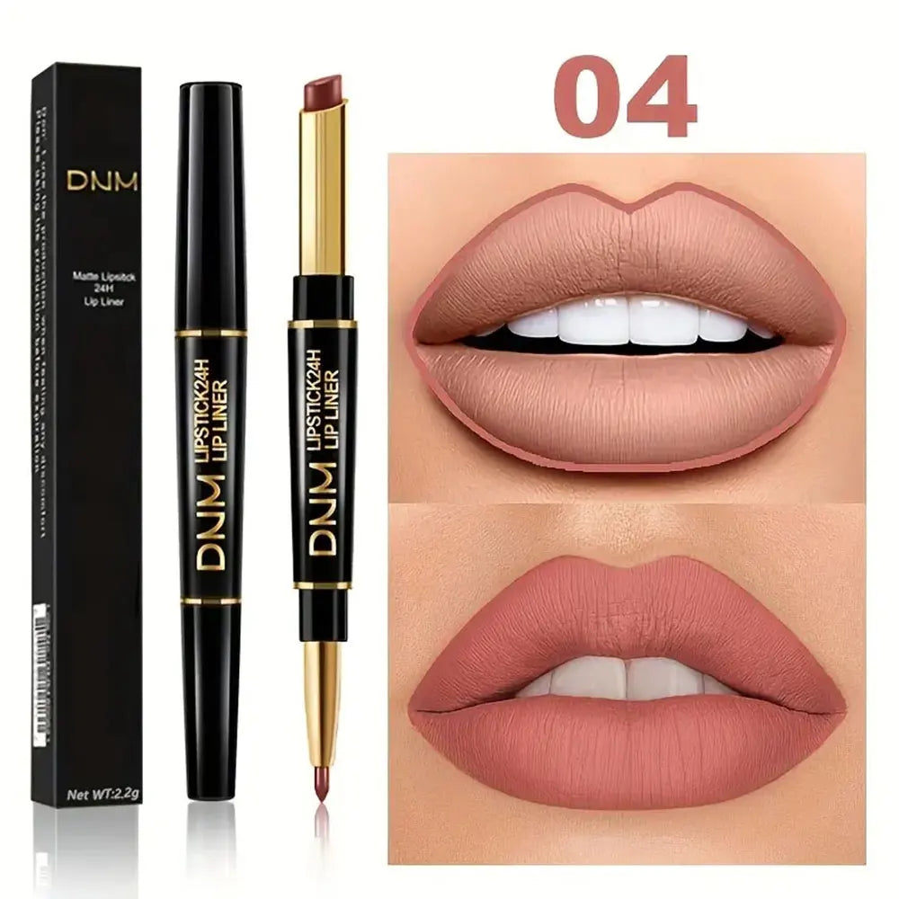Double-ended Non-stick Cup Long Lasting Lipstick Lip Liner High Pigmented Waterproof