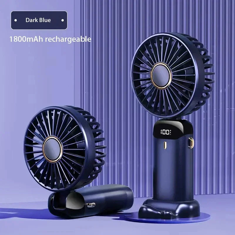5-Speed Handheld & Neck Fan with Phone Stand – 1800mAh Rechargeable