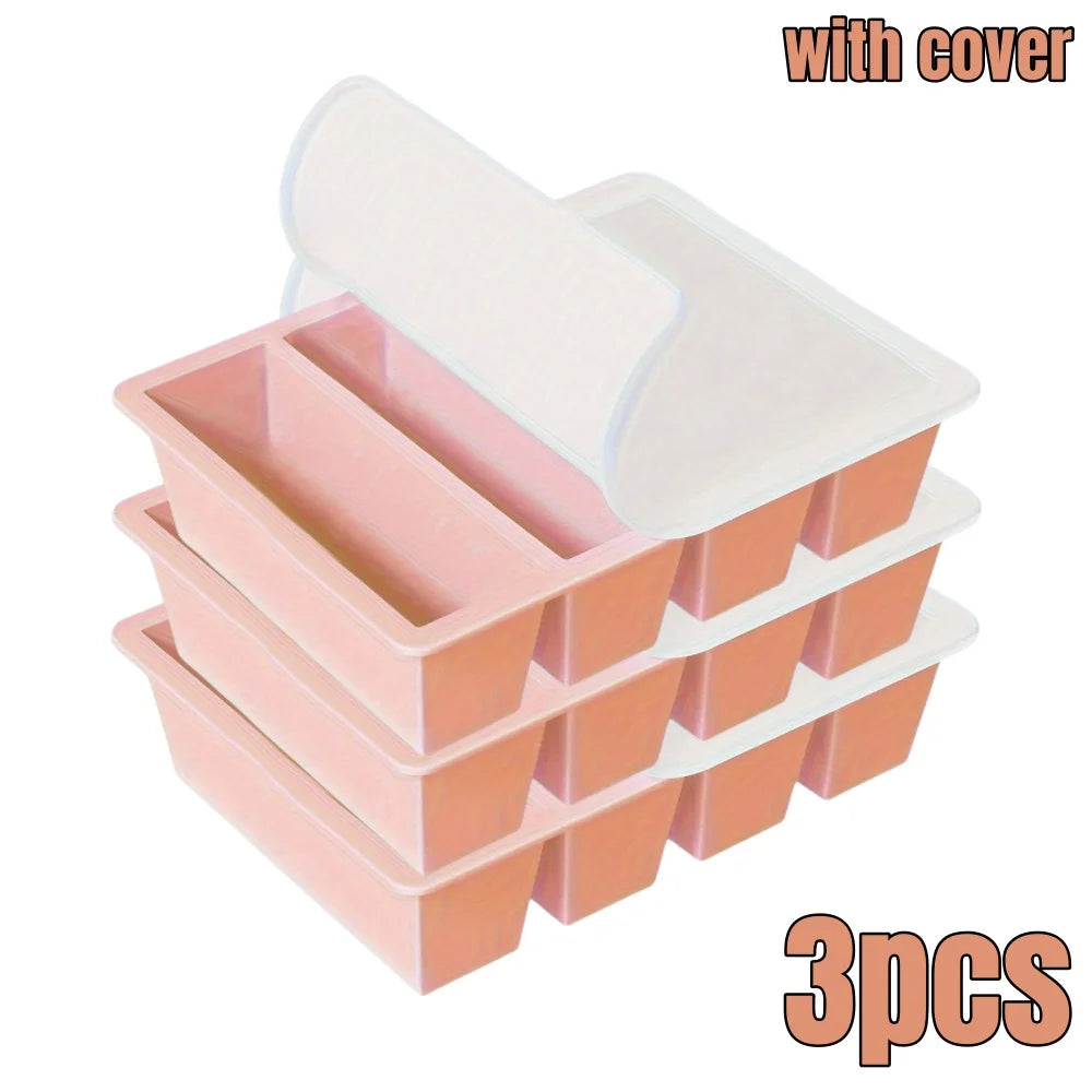 1/4 pcs Large Rectangular Ice Cube Mold Set with Lid Stackable Freezer Trays for Bottles Beverages Long Cubes Mould Kitchen Items