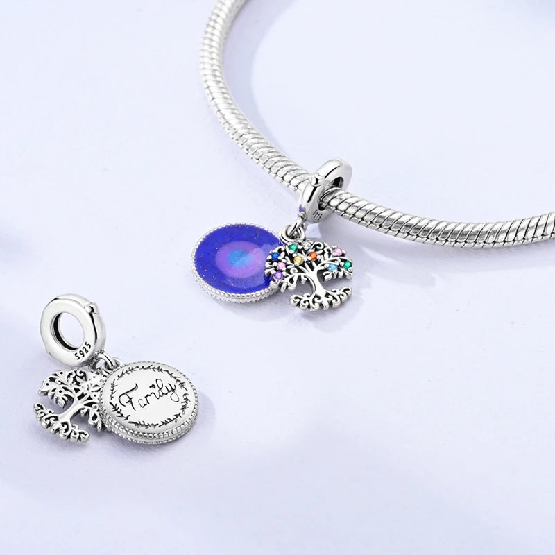 925 Sterling Silve Charms Beads Forever Love Heart Sister Family Life Charms Dangle For Bracelet Woman Jewelry Gifts