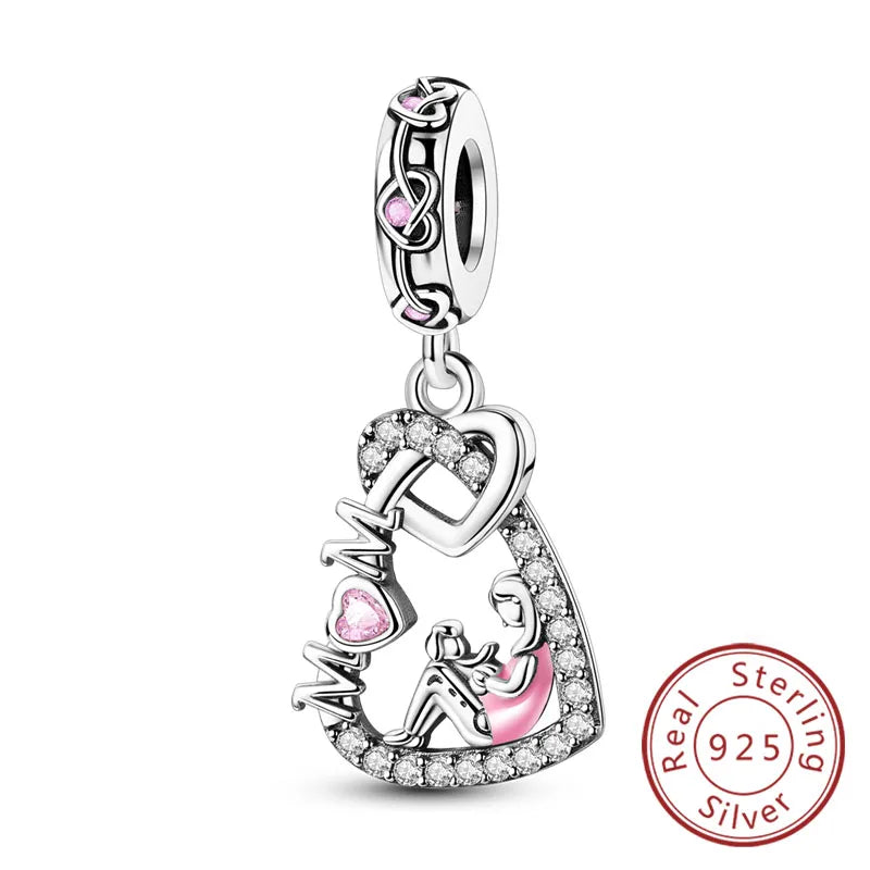 925 Sterling Silve Charms Beads Forever Love Heart Sister Family Life Charms Dangle For Bracelet Woman Jewelry Gifts
