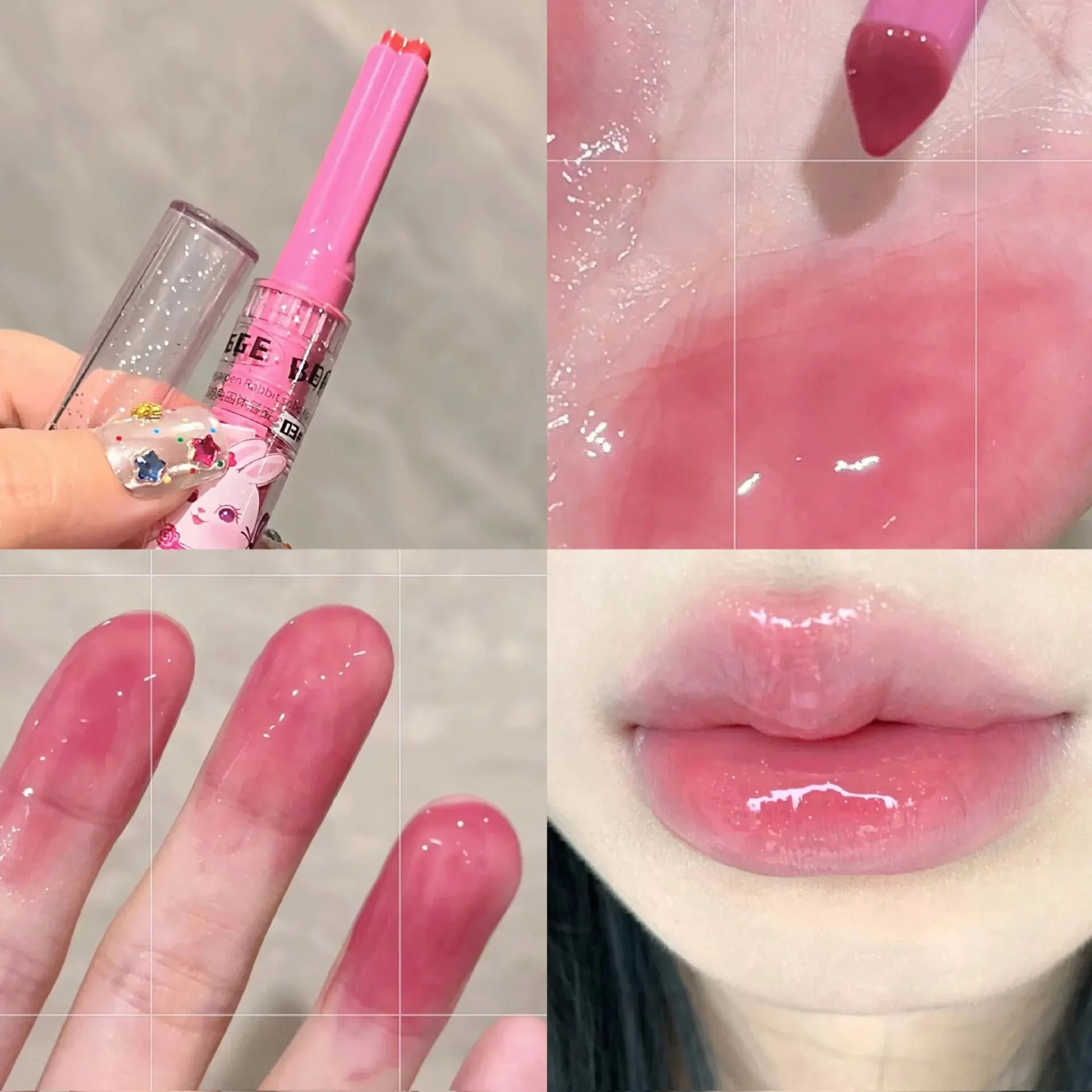 Pink Solid Lip Gloss Moisturizing Watery Colored Lip Balm Long-lasting and Tender Lip Balm