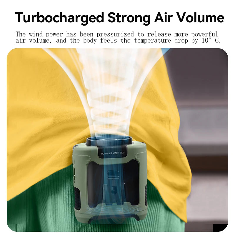 20000mAh Outdoor Portable Waist Fan Hanging Neck Fan 5 Speed Strong Wind for Sports Courier Outdoor Working