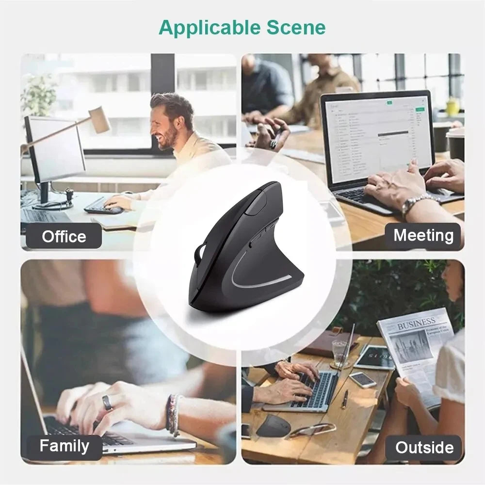 Vertical Mouse Ergonomic 2.4GHz Wireless Optical Mice 3 Adjustable DPI 800/1200/1600 6 Buttons for Laptop PC Computer