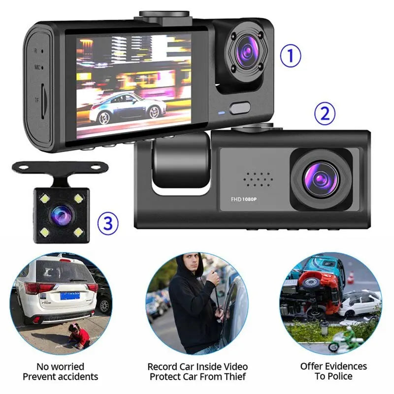 1080P Dual Dash Cam – Front & Interior Car Camera with Night Vision & Loop Recording