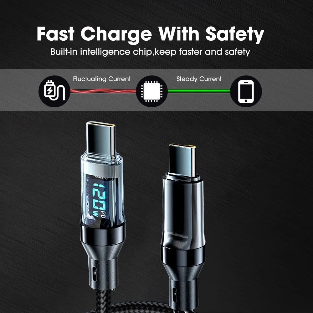 Digital LED Display High-Power USB Fast Charging Cable