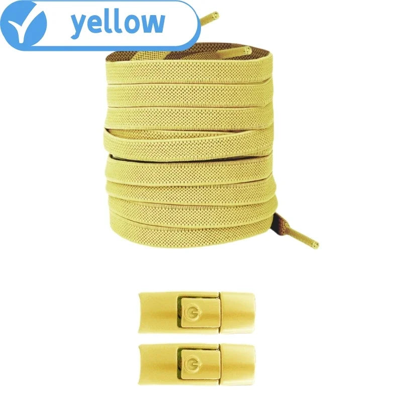 Widened Flat No-Tie Elastic Shoelaces with Press Lock