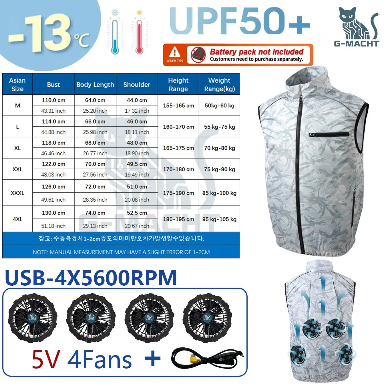 4-Fan USB Cooling Vest – Breathable Summer Workwear for Men & Women