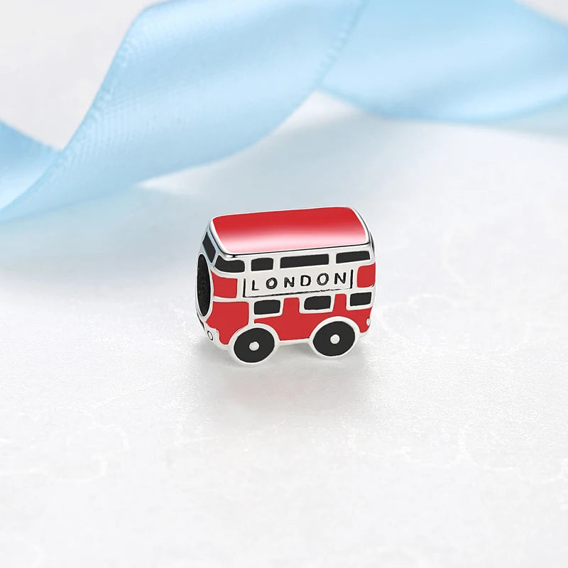 Original 925 Sterling Silver Charms Love Travel London Bus Suitcase Paris Beads Fit Brand Bracelets Necklaces Women DIY Jewelry
