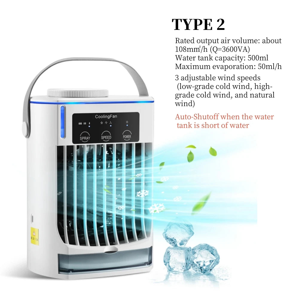 Portable Desktop Air Cooler with Dual Ultrasonic Mist, Activated Carbon Filter & 4-Speed Timer – USB Rechargeable