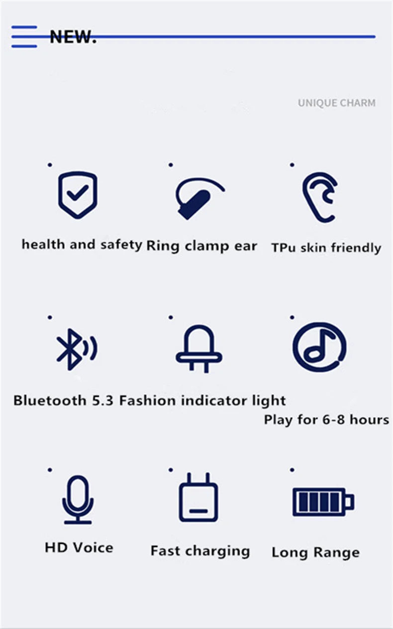 Wireless Bone Conduction Ear-Clip Bluetooth Headphones