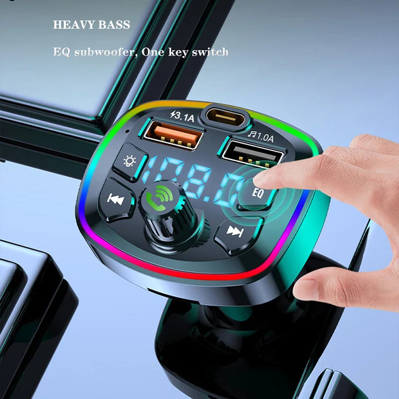 Car Bluetooth 5.0 FM Transmitter – Wireless Adapter with Dual USB Fast Charger